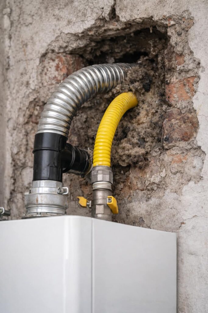 Chyba při napojení plynového spotřebiče
